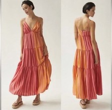 Anthropologie x Farm Rio Deep-V Mixed-Stripe Maxi Dress XL
