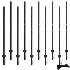 10Pack Fence Posts 4.8Ft in Bulk, Metal Fence Stakes Black Fencing Pole Heavy...