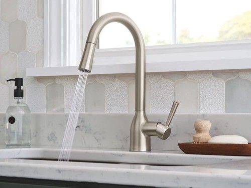 Moen Adler Spot Resist Stainless One-Handle High Arc Pulldown Kitchen Faucet wit - Picture 19 of 22