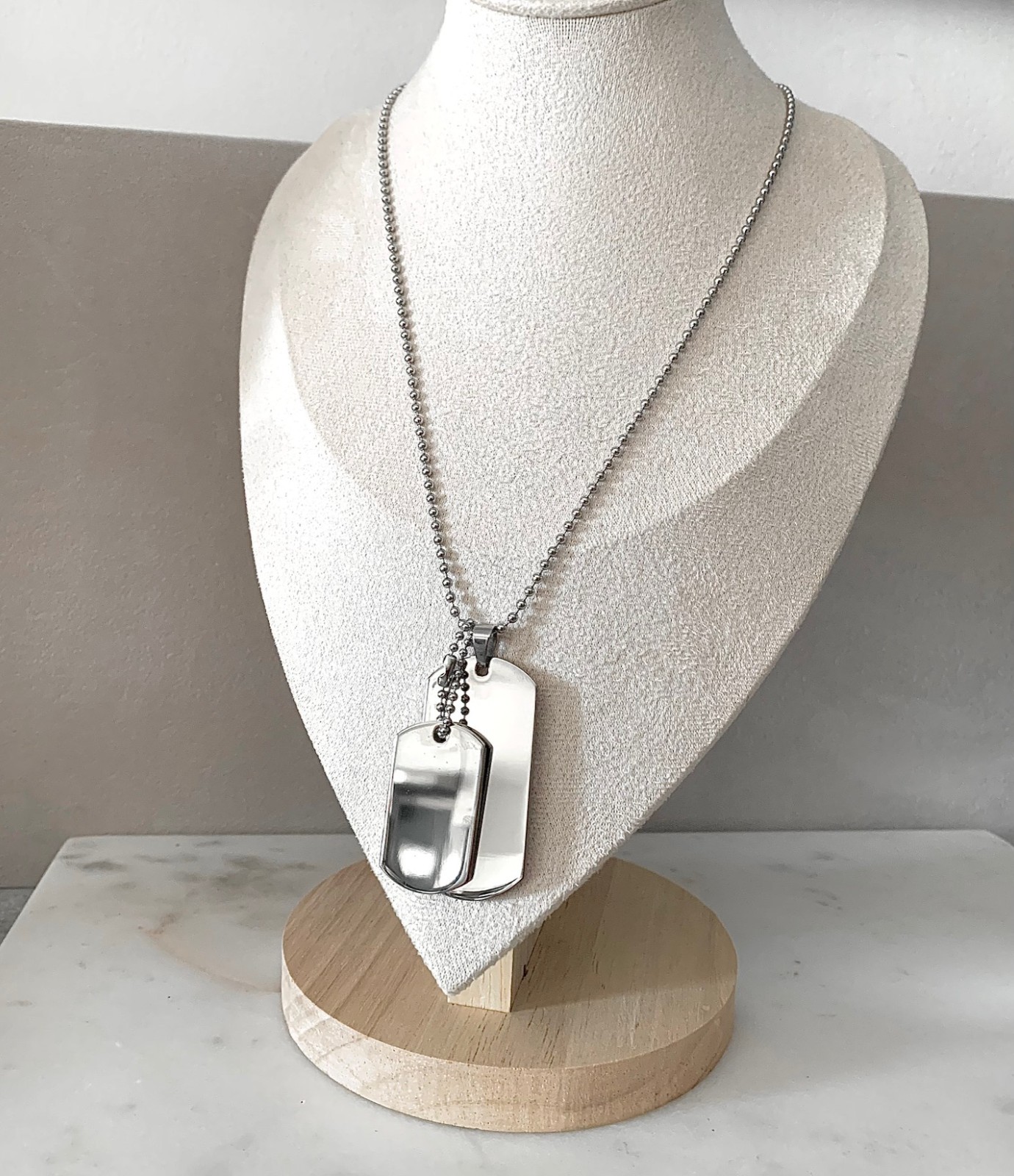 Collier homme chaîne et pendentifs plaques rectangulaires pour le sport