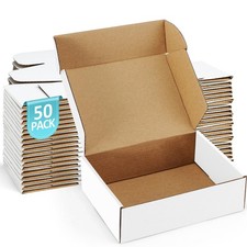 Small Mailing Boxes 50 Pack 7x5x2 Inches White Cardboard Shipping Supplies