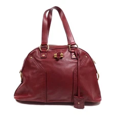 YVES SAINT LAURENT GHW Muse Shoulder Bag 156464 Calfskin Leather Red