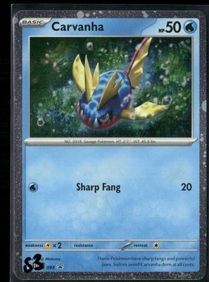 Pokemon - Carvanha 093 Promo Cosmos Holo NM SWIRL