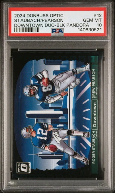 2024 PANINI DONRUSS OPTIC DOWNTOWN DUOS DREW PEARSON ROGER STAUBACH 16/25 PSA 10