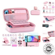 19-in-1 Nintendo Switch Accessory Bundle with Pink Carrying Case & Organizers