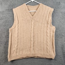 Vintage Chunky Cable Knit Sweater Vest Mens L...