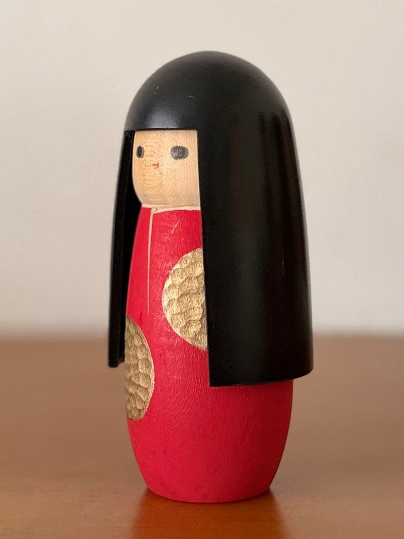 Sekiguchi Sansaku Kokeshi Doll 11cm Red Outfit Black Hair Adorable Decor