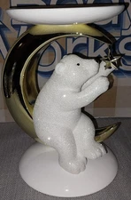 NEW! Bath & Body Works POLAR BEAR & MOON PEDESTAL 3-Wick Candle Holder NIB!