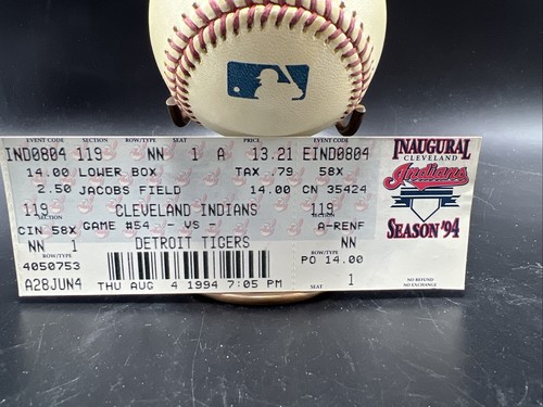 Detroit Tigers @ Cleveland Indians Baseball Tickets Game Used Ball Jacob’s Field - Picture 6 of 7