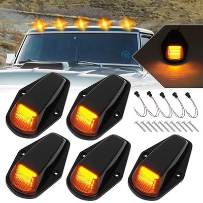 Smoked LED Amber Top Roof Cab Marker Lights for 1973-1997 Ford F150 F250 F350 US
