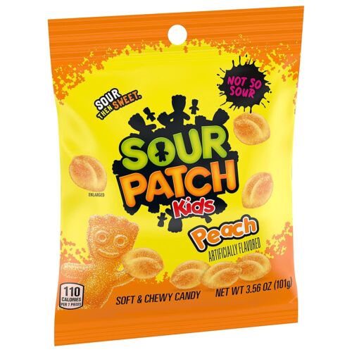 Sour Patch Kids Peaches - Chewy Gummy Candy - 2ct - 3.58oz Bag - FREE SHIPPING