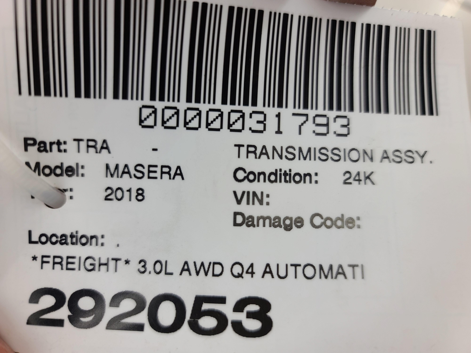 2017-2020 MASERATI LEVANTE 3.0L AWD Q4 AUTOMATIC TRANSMISSION 24k MILES OEM
