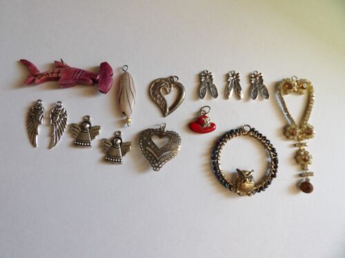 Lot of 14 mixed assorted vintage to now pendants charms jewelry making