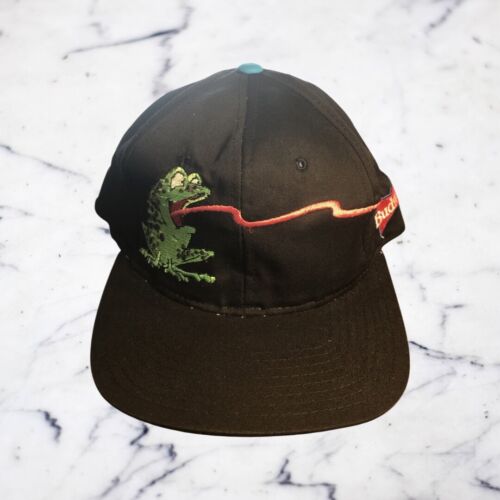 New Rare Vintage 1995 Budweiser Snapback Hat, Black/Green Frog/Red Tongue - Picture 1 of 12