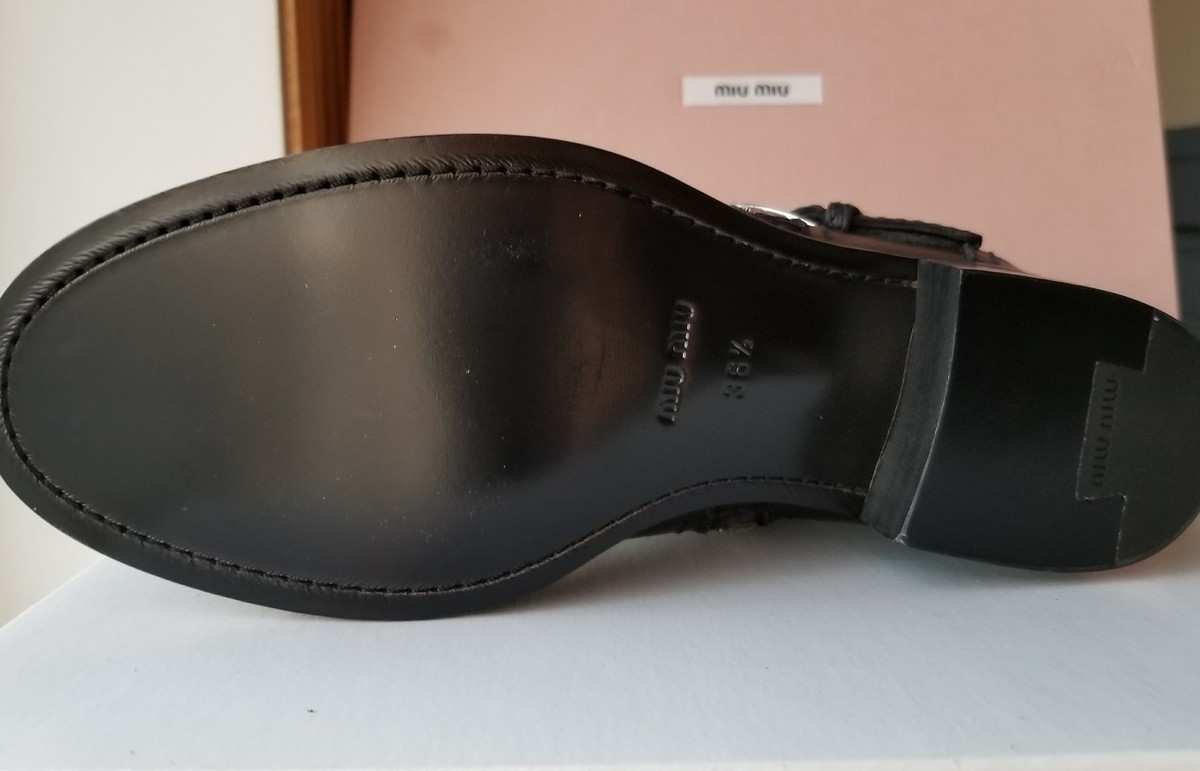 MIU MIU RARE DOUBLE ZIPPER LOGO PLATE MOTO BIKER BOOTS 36.5 40 42