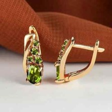 2Ct Oval Lab Created Peridot Hoop Pretty Women's Earrings 14K Rose Gold Plated