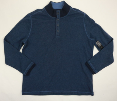 Structure Sweater Mens Mock Sweater Pullover 1/4 Button Blue Size XXL