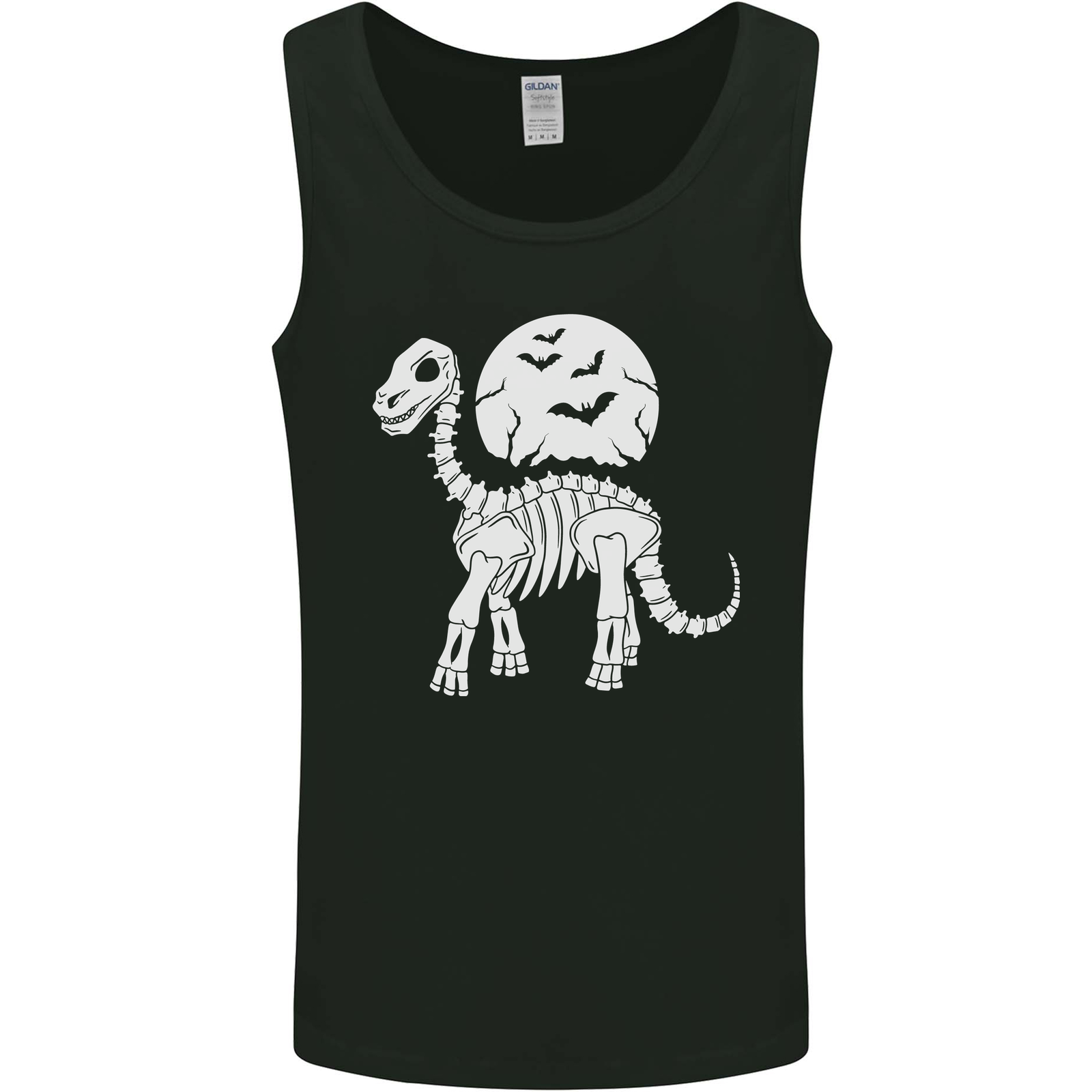 A Dinosaur Skeleton With a Full Moon Halloween Mens Vest Tank Top