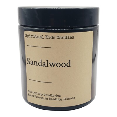 Sandalwood Soy Candle 4oz Glass Jar 20-25 Hour  Essential Fragrant Oils 