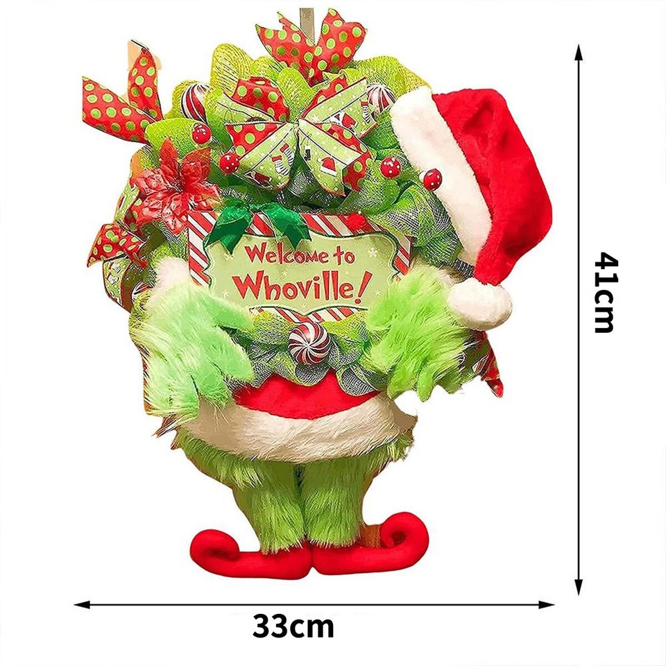 Grinch Christmas The Funny Burlap Wreath Creative Christmas Decorations