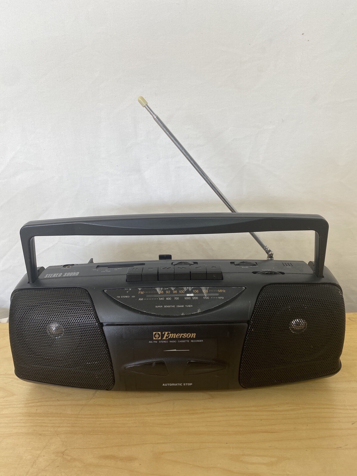 Vintage Emerson Cassette Player Recorder Boombox Radio AC2312 TESTED