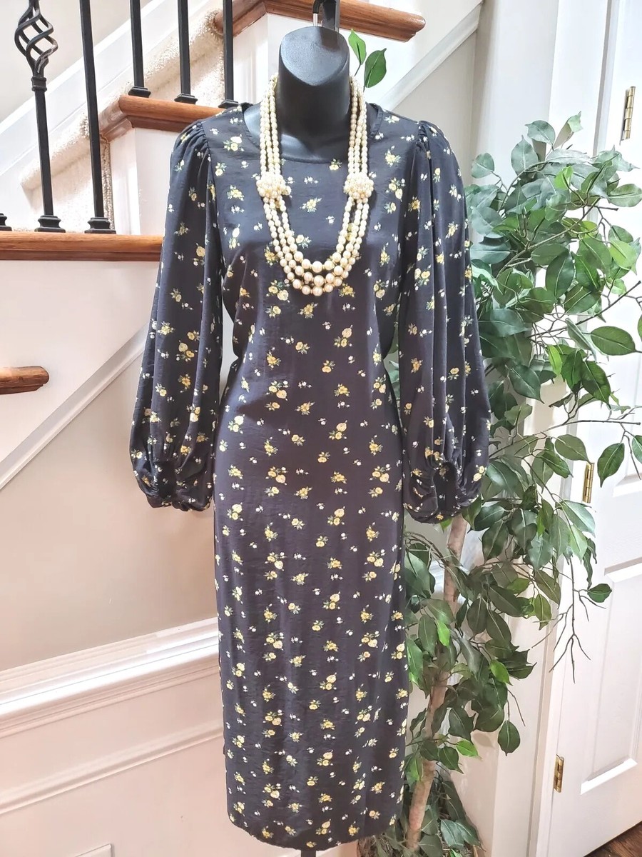 h&m black floral dress long sleeve Black/Floral A-line dress for kids