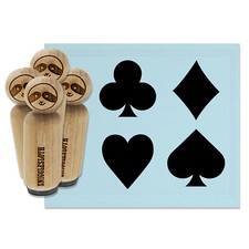 Playing Card Suit Symbols Clubs Diamonds Hearts Spades Rubber Stamp Set Stamping