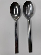 Reed & Barton Everyday ADDISON Slotted/Solid Serving Spoons Beveled 8 3/4