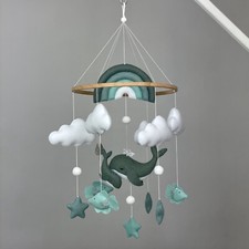 Whale baby mobile neutral Ocean crib mobile Nautical nursery mobile Newborn gift
