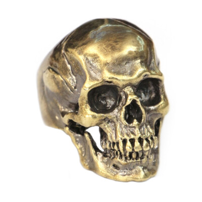 LINSION Rings Brass Skull Ring Mens Biker Punk Jewelry BR50D US Size 7~15