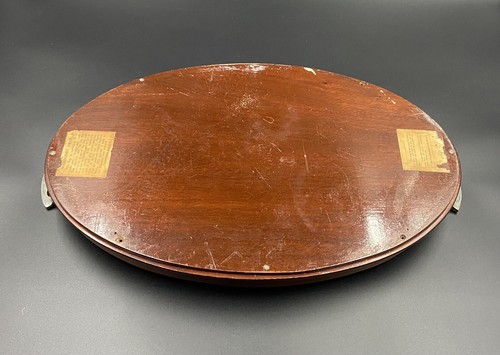 Manning Bowman MAHAGONY Oval Serving TRAY with GLASS and BRASS Handles 1900-1910 - 第 9/12 張圖片