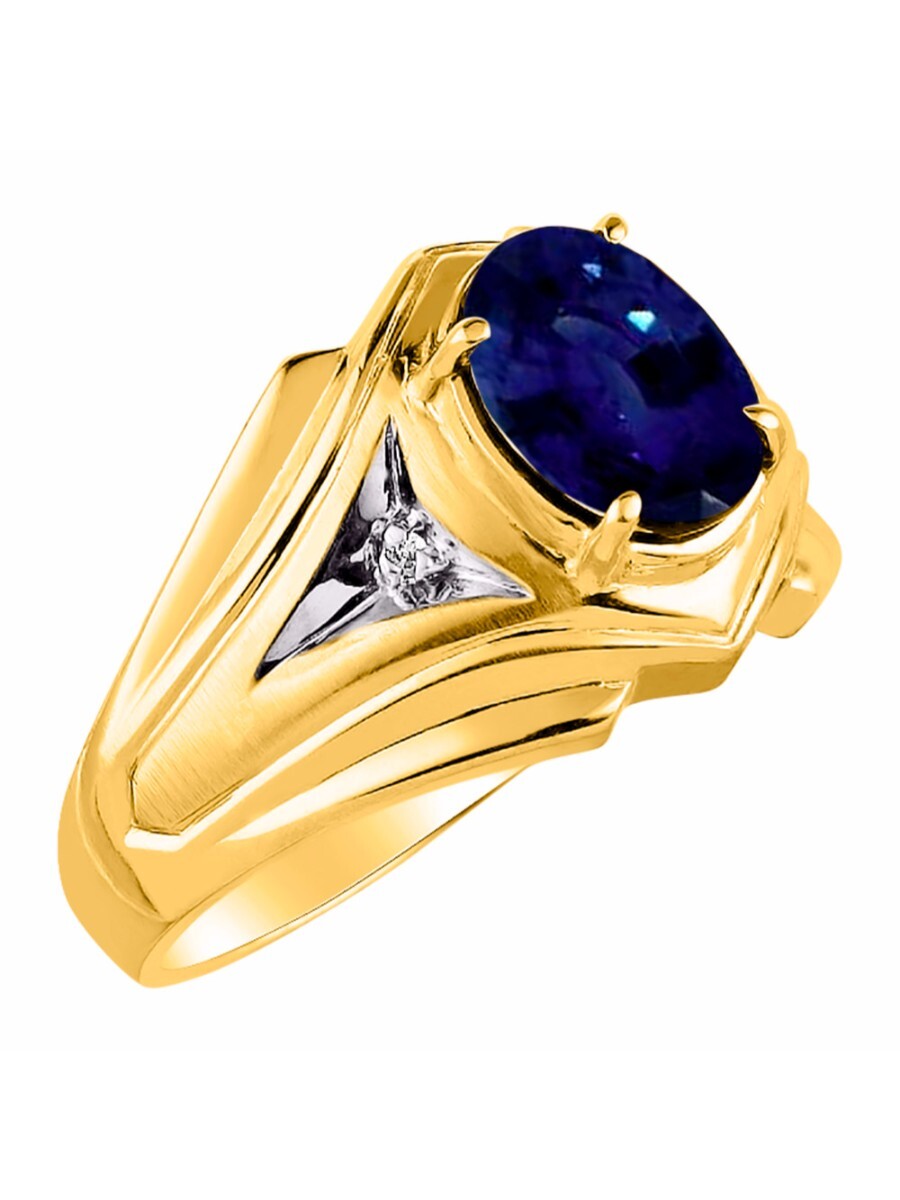 Sapphire & Diamond Ring Set in Yellow Gold Plated Silver BSL