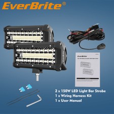 EverBrite 2PCS 7" 150W Led Light Bar Spot Flood Off Road Fog Driving Work Lights