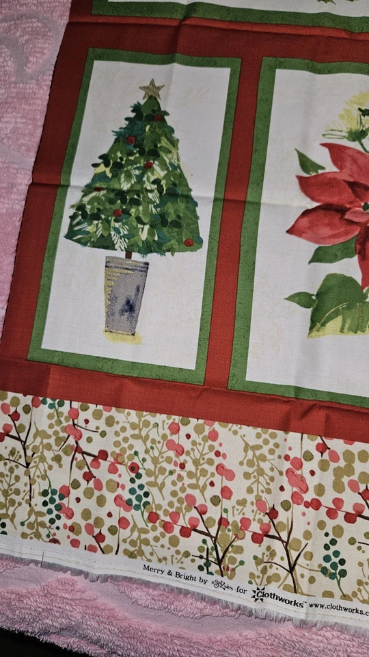 Panel de Navidad Feliz y Brillante Clothworks y Tela de Algodón Cranston Holly 44 X 45 Foto 3 de 4