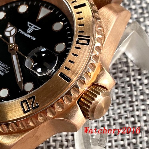 40mm Tandorio Solid CUSN8 Bronze NH35A Waterproof Automatic Diving Men Watch - Picture 5 of 12