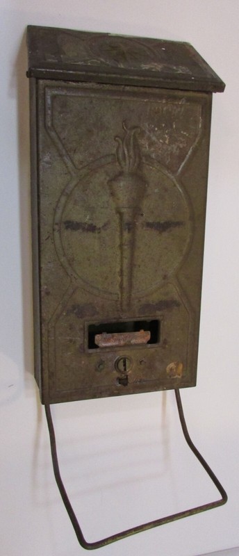 Primitive Old 1918 Liberty Victory Torch WWI Fulton IL USA Antique Wall Mailbox