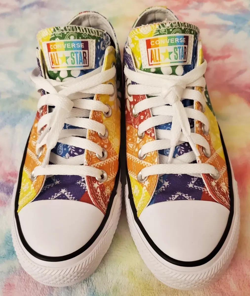 CONVERSE Chuck Taylor All Star Low Top Pride Custom Rainbow Colors 7.5 5.5