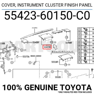 5542360150C0 Genuine Toyota COVER, INSTRUMENT CLUSTER FINISH