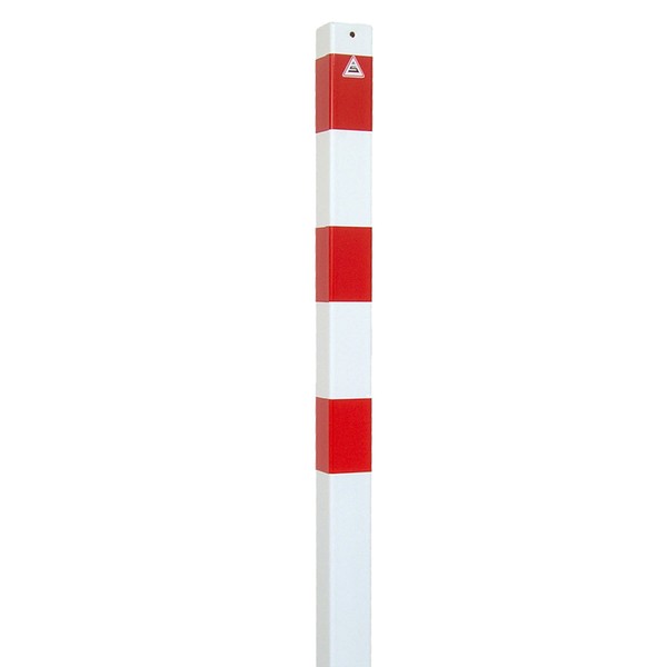 Absperrpfosten 70 X 70 Mm Stahlrohr Weiß Rot Zum Einbetonieren Mit Erdanker-image