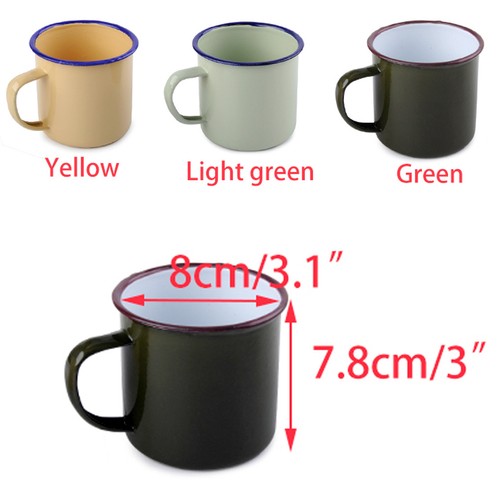 300ml Vintage Style Enamel Cup Mug for Drinking Durable Bear Tea Camping Hiking - Picture 1 of 10