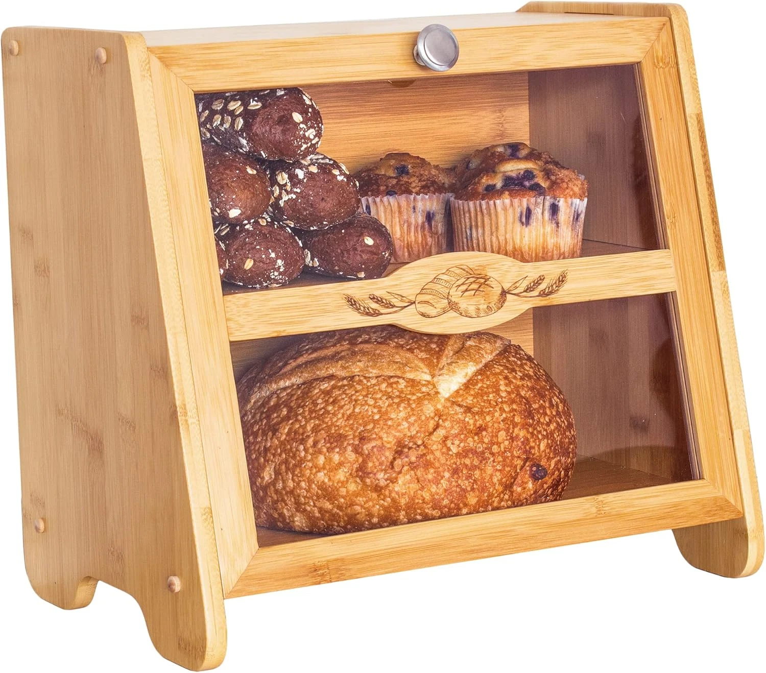 Farmhouse Double Layer Bread Box with Window - Large Capacity Storage Solution
Opens in a new window