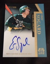 2011 TOPPS TIER ONE ERIC SOGARD AUTO AUTOGRAPH 767/999 NICE
