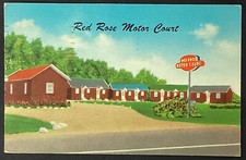 Pennsylvania Red Rose Motor Court Vintage Standard Postcard Posted 1956