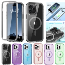 For iPhone 16e 13 14 15 16 17 Pro Max Mag-Safe Case Screen Protector Clear Cover