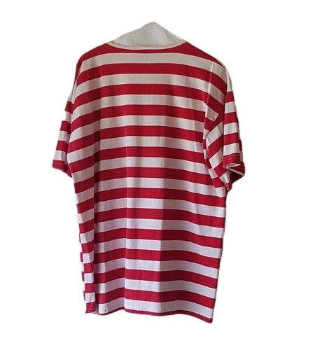 Focus Womens One Size Nautical Top Blouse Red White Stripes Beaded Summer Boat - Picture 2 of 7