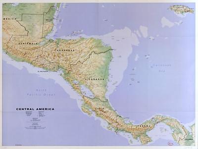 18'' x 24'' 1990 Map Of Central America Gazetteer