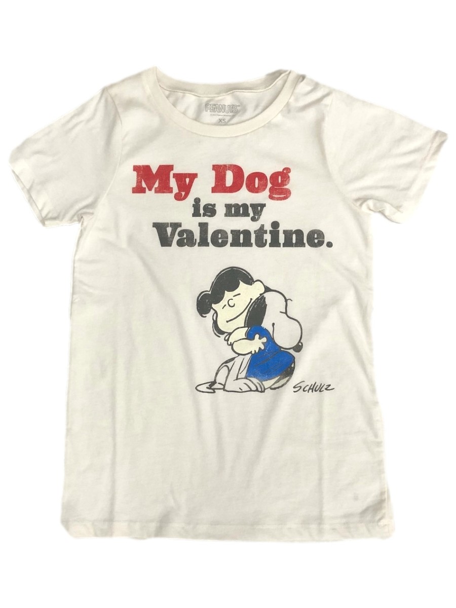 Peanuts Womens Snoopy Lucy My Dog is My Valentine T-Shirt Tee Shirt