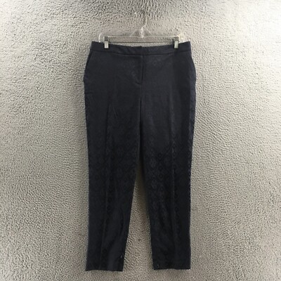 Chicos Dress Pants Womens 1 (Actual 34X26) Blue Mid Rise Argyle Tapered Cut Zip