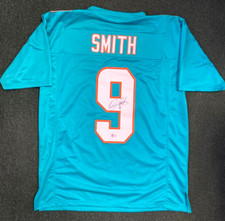 JONNU SMITH #9 DOLPHINS SIGNED AUTO TEAL CUSTOM FOOTBALL JERSEY SZ XL BECKETT **