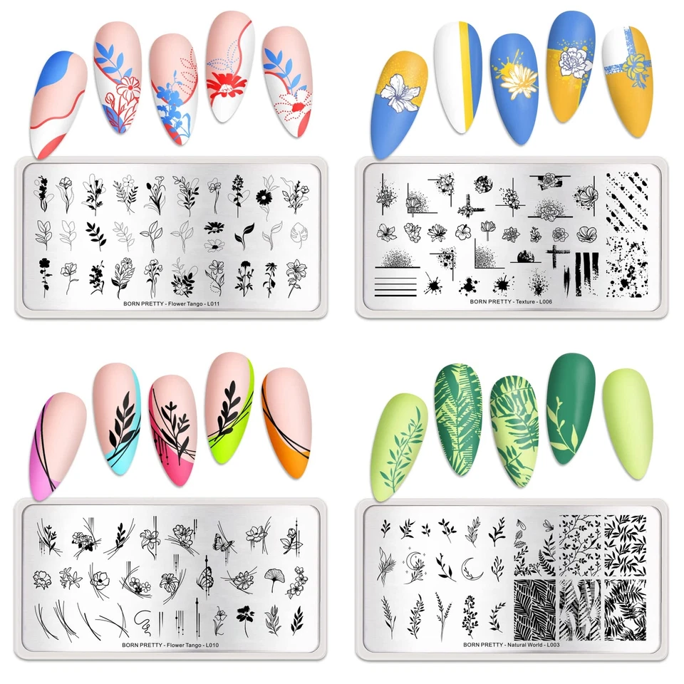 Plantillas de estampado arte en uñas placas de estampado hojas de flores tema imagen de uñas P... Foto 2 de 4